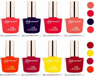 

Lady Fashion Ultra HI-Shine Quick Dry Nail Polish Combo Light Orange,Baby Pink,Blue,Sweet Red,Juicy Orange,Pink,Yellow,Dark Red(Pack of 8)