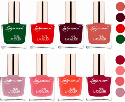 

Lady Fashion Ultra HI-Shine Quick Dry Nail Polish Combo Dark Green,Bright Red,Maroon,Nude,Bright Pink,Silky Purple,Silky Pink,Orange Silk(Pack of 8)
