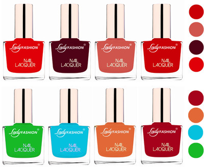 

Lady Fashion Ultra HI-Shine Quick Dry Nail Polish Combo Bright Red,Maroon,Nude,Juicy Red,Dark Red,Light Green,Sky Blue,Nude(Pack of 8)
