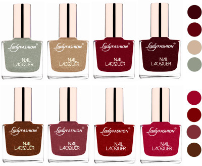 

Lady Fashion Ultra HI-Shine Quick Dry Nail Polish Combo Maroon,Grey,Beach Nude,Pink, Copper,Mauve,Red,Bright Pink(Pack of 8)