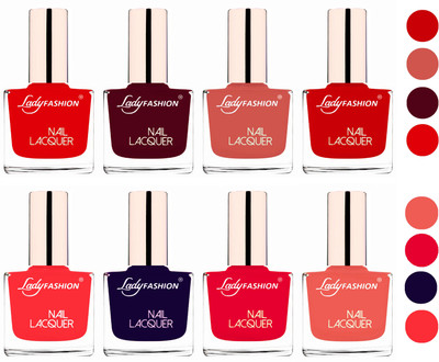 

Lady Fashion Ultra HI-Shine Quick Dry Nail Polish Combo Bright Red,Maroon,Nude,Juicy Red,Light Orange,Baby Pink,Blue,Sweet Red(Pack of 8)