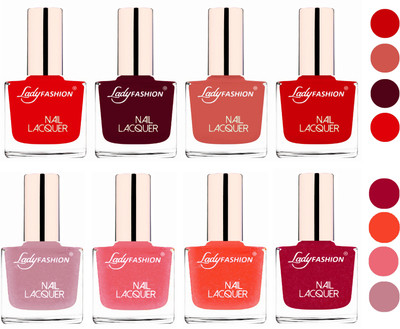 

Lady Fashion Ultra HI-Shine Quick Dry Nail Polish Combo Bright Red,Maroon,Nude,Juicy Red,Bright Pink,Silky Purple,Silky Pink,Orange Silk(Pack of 8)
