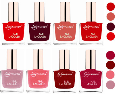 

Lady Fashion Ultra HI-Shine Quick Dry Nail Polish Combo Bright Red,Maroon,Nude,Juicy Red,Red,Bright Pink,Silky Purple,Silky Pink(Pack of 8)