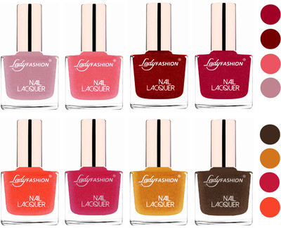 

Lady Fashion Ultra HI-Shine Quick Dry Nail Polish Combo Red,Bright Pink,Silky Purple,Silky Pink,Orange Silk,Abricoat Rose,Golden,Mettalic Brown(Pack of 8)