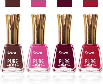 

Seven cosmetics makeup Exclusive flower matte Nail Polish combo Set of 4 coffie brown d magenta pink l falsa falsa