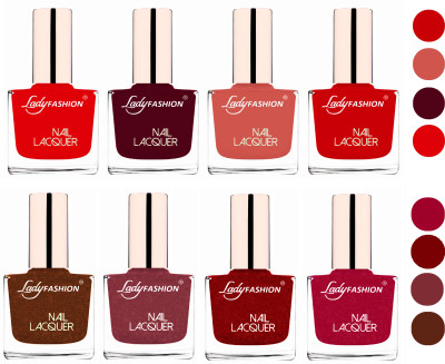 

Lady Fashion Ultra HI-Shine Quick Dry Nail Polish Combo Bright Red,Maroon,Nude,Juicy Red,Copper,Mauve,Red,Bright Pink(Pack of 8)
