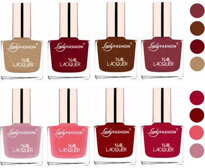 

Lady Fashion Ultra HI-Shine Quick Dry Nail Polish Combo Beach Nude,Pink,Copper,Mauve,Red,Bright Pink,Silky Purple,Silky Pink(Pack of 8)
