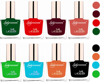 

Lady Fashion Ultra HI-Shine Quick Dry Nail Polish Combo Dark Green,Bright Red,Maroon,Nude,Light Green,Sky Blue,Nude,Black(Pack of 8)