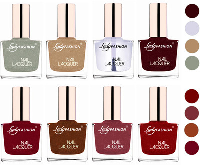 

Lady Fashion Ultra HI-Shine Quick Dry Nail Polish Combo Top Coat,Maroon,Grey,Beach Nude,Pink,Copper,Mauve,Red(Pack of 8)