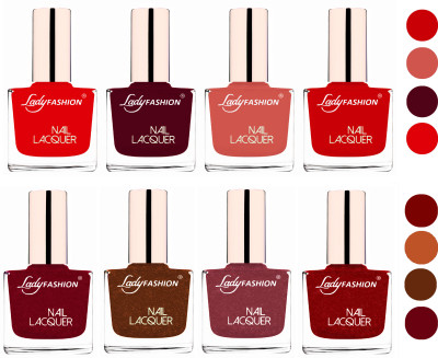 

Lady Fashion Ultra HI-Shine Quick Dry Nail Polish Combo Bright Red,Maroon,Nude,Juicy Red,Pink,Copper,Mauve,Red(Pack of 8)