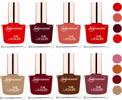 

Lady Fashion Ultra HI-Shine Quick Dry Nail Polish Combo Bright Red,Maroon,Nude,Juicy Red,Beach Nude,Pink,Copper,Nude(Pack of 8)