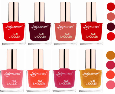 

Lady Fashion Ultra HI-Shine Quick Dry Nail Polish Combo Bright Red,Maroon,Nude,Juicy Red,Silky Pink,Orange Silk,Abricoat Rose,Golden(Pack of 8)
