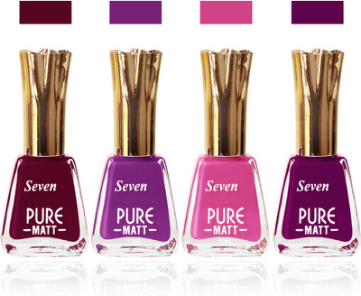

Seven seas cosmetics makeup Exclusive flower matte Nail Polish combo Set of 4 falsa l falsa pink purple