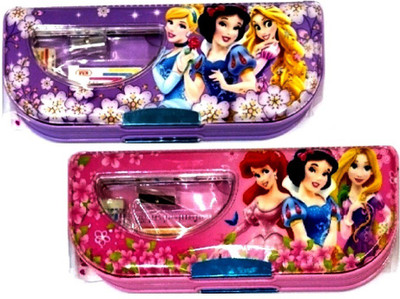 

S2KCrafts S2KC-1127 Princess Barbies stationery kit inside the box Art Plastic Pencil Boxes(Set of 2, Purple, Pink)