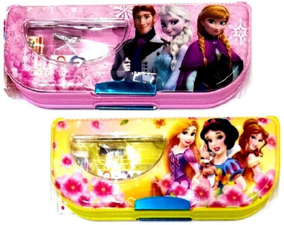 

S2KCrafts S2KC-1135 Princess Barbies Stationery kit inside the box Art Plastic Pencil Boxes(Set of 2, Pink, Yellow)