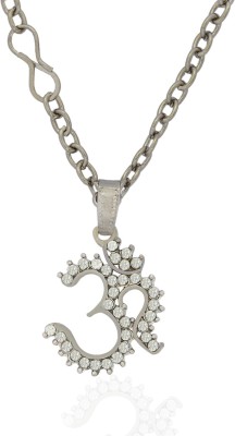 memoir Om Locket Silver Cubic Zirconia Brass Pendant