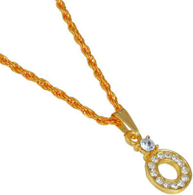 memoir Diamond Look Circular Round Gold-plated Cubic Zirconia Brass Pendant
