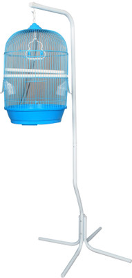 

Aquapetzworld 4 Leg Bird Cage Stand Bird Play Stand with round cage(Blue) Bird House