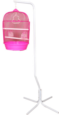 

Aquapetzworld 4 Leg Bird Cage Stand Bird Play Stand with round cage(Pink) Bird House