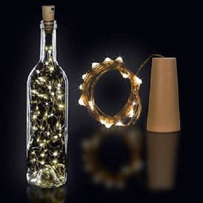 Bottle cork stopper 2 mtr 20 LED string lights WHITE 20 LEDs 1.98 m White Steady Bottle Rice Lights(Pack of 1)