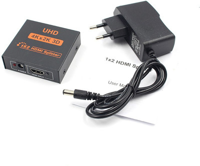 

Microware HDMI Splitter 1 in 2 out, Enlody 1 X 2 Splitter Box for Full HD 4K 1080P, Support 3D, 4k x 2k and Ultra HD 3840 x 2160 Resolution for Laptop, Monitor, PC, TV, Projector Media Streaming Device(Black)