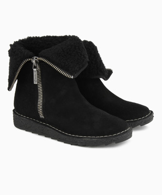 

Clarks Olso Beth Black Sde Boots For Women(Black