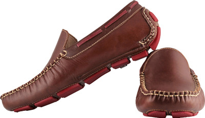 

tZaro Genuine Leather Dark Tan Driving Shoes - Morgan Driving Shoes For Men(Tan