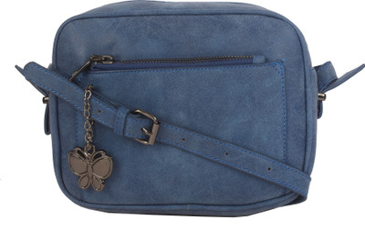 

Butterflies Women Casual Blue PU Sling Bag
