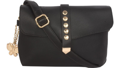 

Butterflies Women Casual Black PU Sling Bag