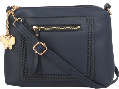 

Butterflies Women Casual Blue PU Sling Bag