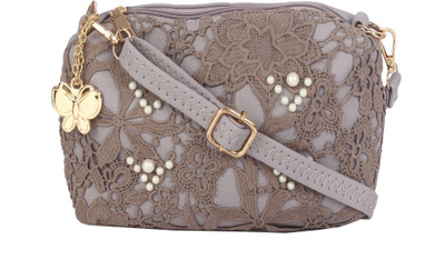 Butterflies Women Casual Grey PU Sling Bag