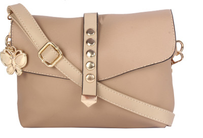 

Butterflies Women Casual, Evening/Party Beige PU Sling Bag