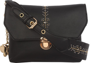 

Butterflies Women Evening/Party Black PU Sling Bag