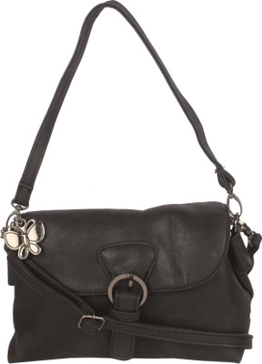 

Butterflies Women Casual Black PU Sling Bag