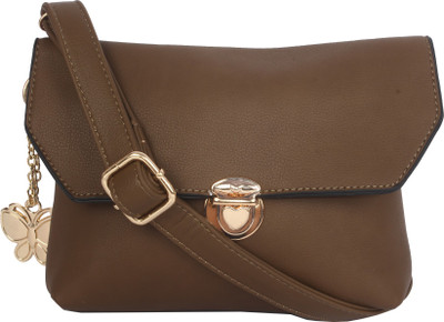 

Butterflies Women Casual Brown PU Sling Bag