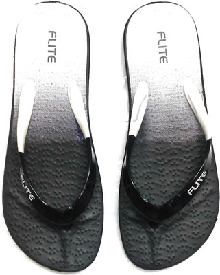 FLITE Women Flip Flops(Black , 7)