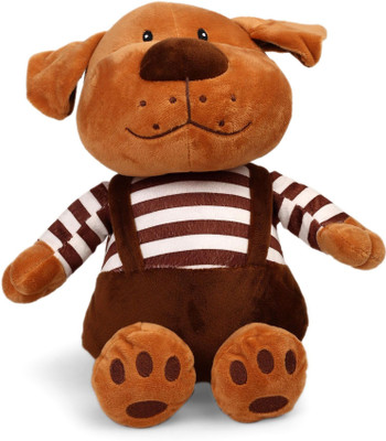 

My Baby Excels Cute Dog Plush with Dark Brown Dungaree 26 cm - 26 cm(Brown)