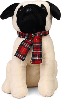 

My Baby Excels Pug Dog with Burberry Print Muffler Plush 35 cm - 35 cm(Black, White)