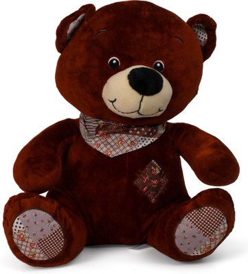 

My Baby Excel Chocolate Colour Teddy bear with Muffler and Printed Ears - 39 cm - 30 cm(Brown)