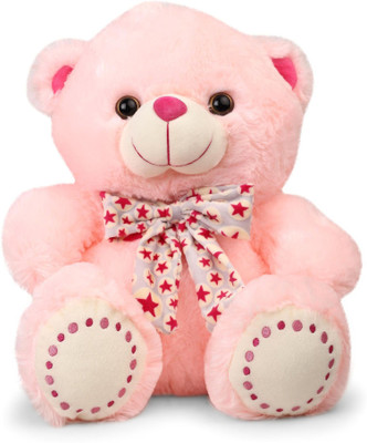 

My Baby Excel Bear with Grey and Pink Bow 50 cm Baby Pink Colour - 50 cm(Pink)