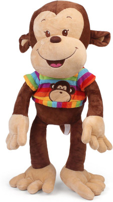 

My Baby Excels Smiling Monkey Plush with Rainbow T -Shirt 35 cm - 45 cm(Multicolor)