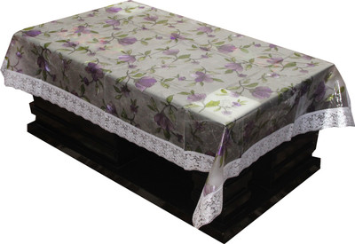 KUBER INDUSTRIES Floral 4 Seater Table Cover(White, PVC (Polyvinyl Chloride))