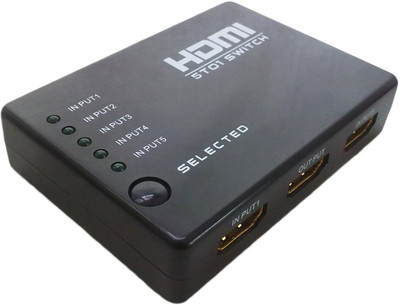 

CE TV-out Cable HDMI 5x1 5 Port Switch/Switcher with IR Remote Support 3D with Power Adapter(Black, For Computer)