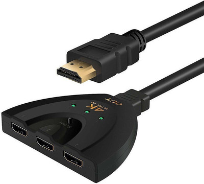 

smacc TV-out Cable HDMI Switch 4K | Splitter| Box| Hub| Switcher| 3 port 3 in 1 out Pigtail Cable Without Remote For 1080P,tv,HDTV,3D player,PS4,Mac etc.(Colour, For TV)