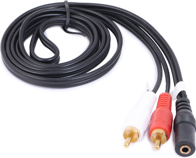 

Obage TV-out Cable 3.5mm STERIO FEMALE TO 2RCA WIRE(Black, For TV, 1.5)