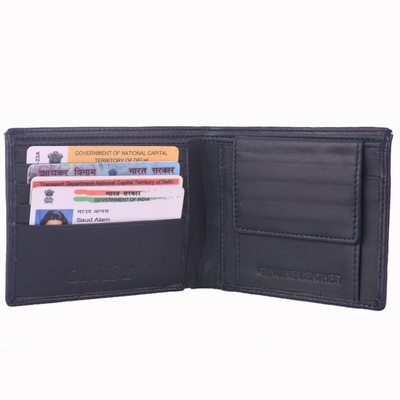 

devfabrication Boys Blue Genuine Leather Wallet(4 Card Slots), Navy blue
