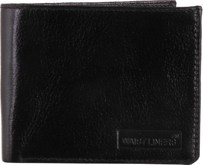 

WAIST LINERS Men Black Genuine Leather Wallet(3 Card Slots)