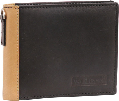 

WAIST LINERS Men Black Genuine Leather Wallet(6 Card Slots)