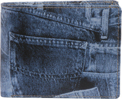 

WAIST LINERS Men Blue Genuine Leather Wallet(3 Card Slots)