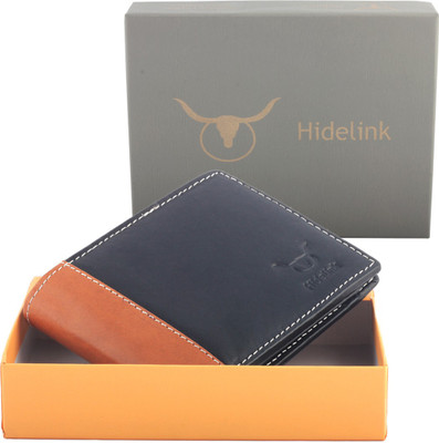 

Hidelink Men Casual Blue Genuine Leather Wallet(7 Card Slots), Black